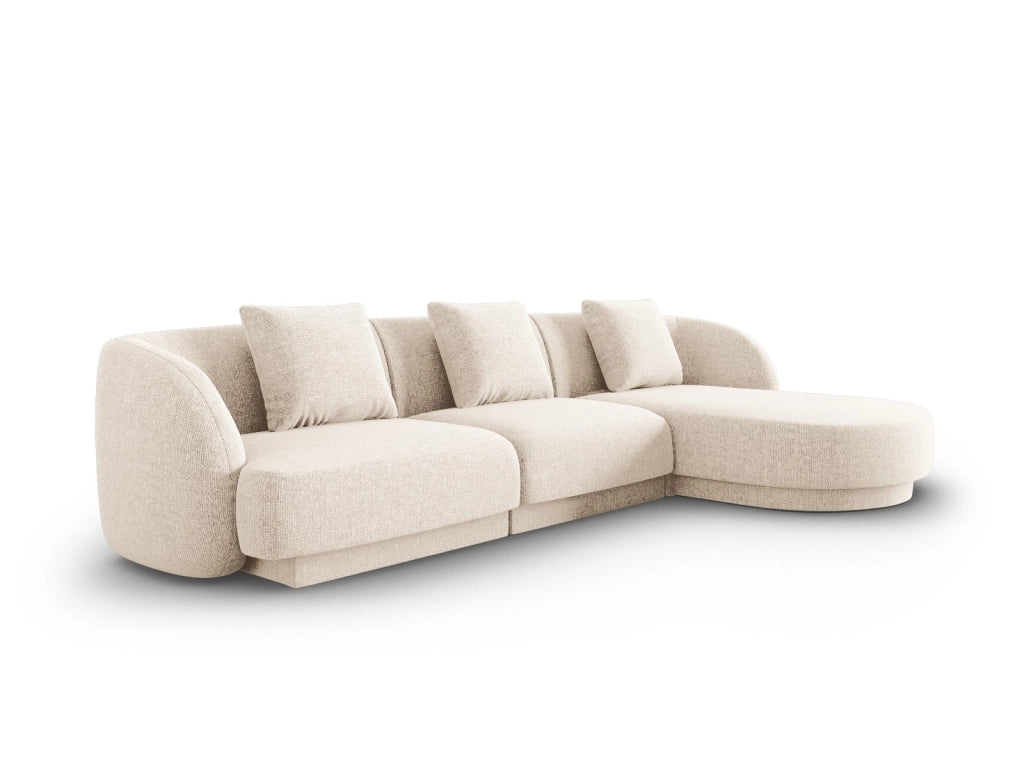 Cosmopolitan Design - Divano angolare destro "Tulum" 4 posti in ciniglia beige chiaro 