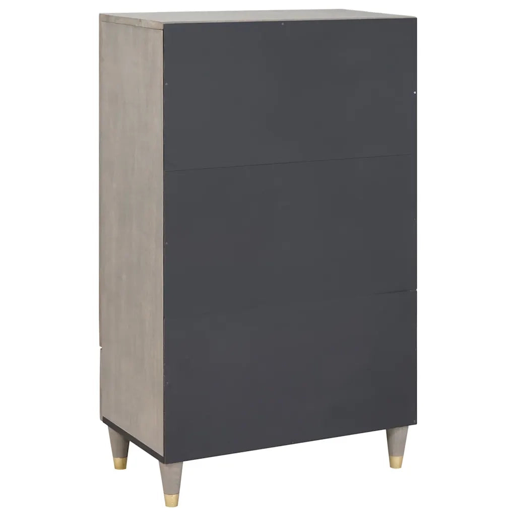 Credenza-Buffet-Armadio da cucina Grigio e Oro 60 x 33 x 100 cm Legno di mango massello