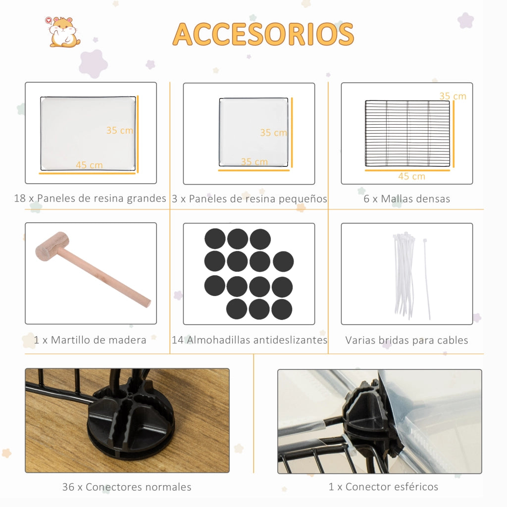 Recinto per Animali Domestici con Pannelli ¨C zephmum ¨C Trasparente Grigio 140x70x90 cm