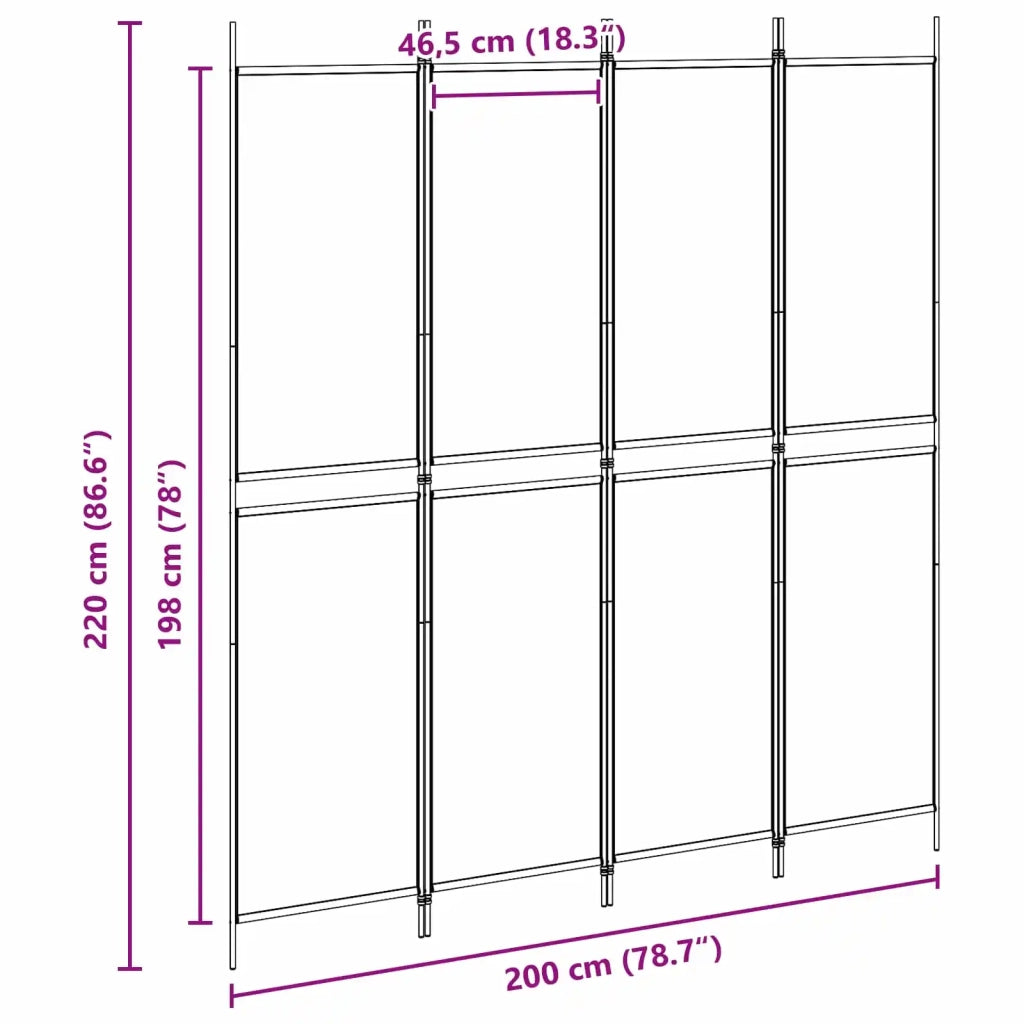 Paravento a 4 pannelli Beige 200 x 220 cm Tessuto 42039224
