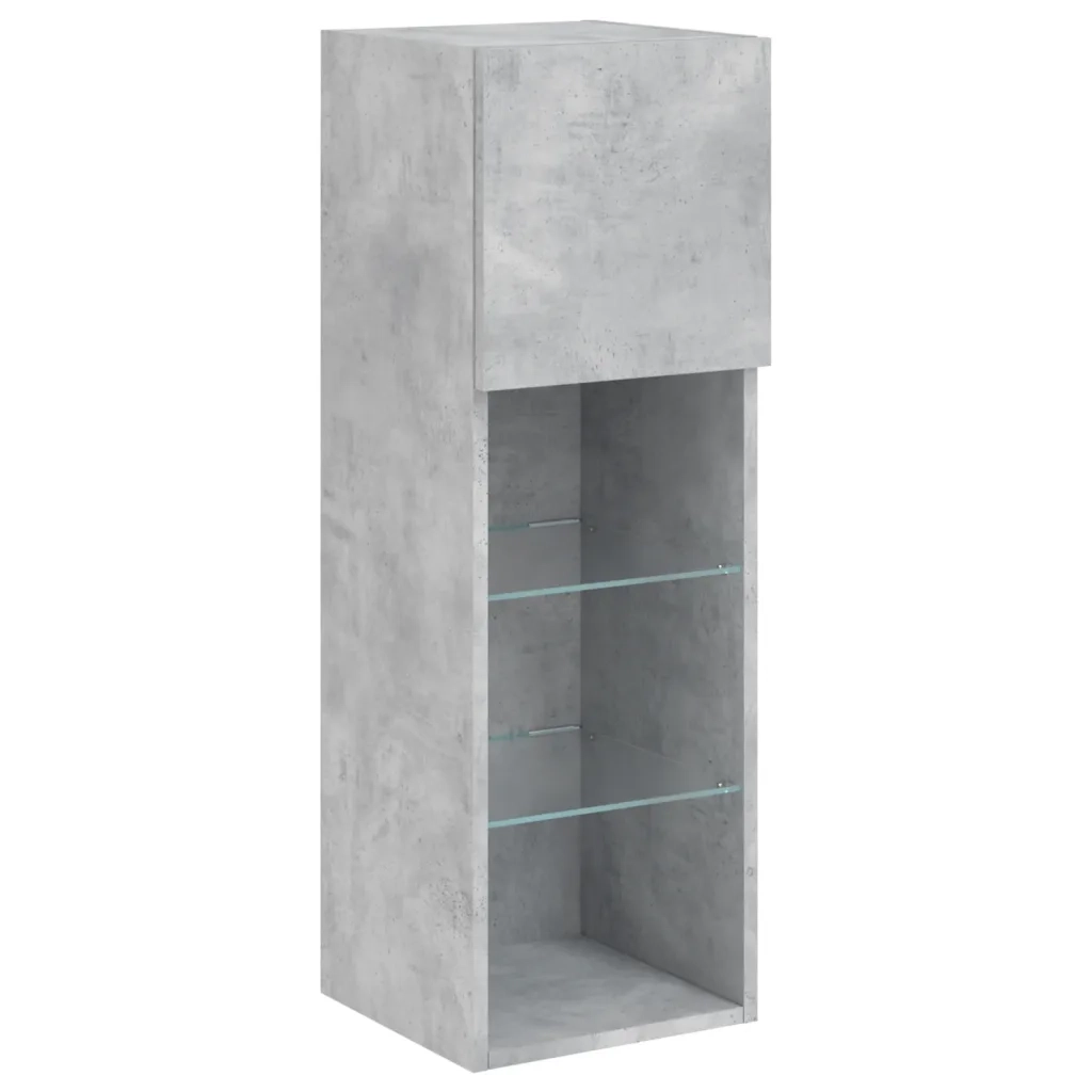 Mobili TV a Muro 4pz | Armadietto TV | Mobile Porta TV con Luci LED Grigio Cemento