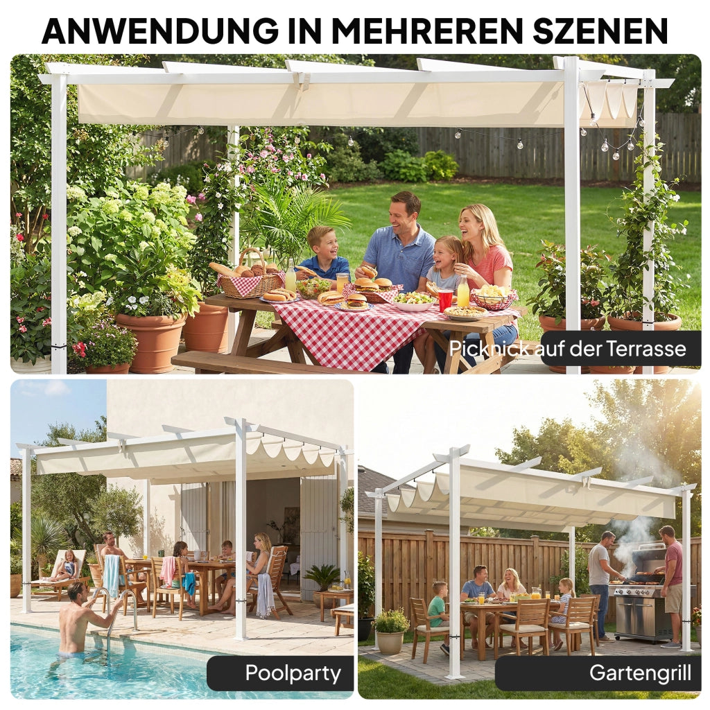 Pergola con tetto scorrevole 3x4m ¨C zephmum ¨C beige