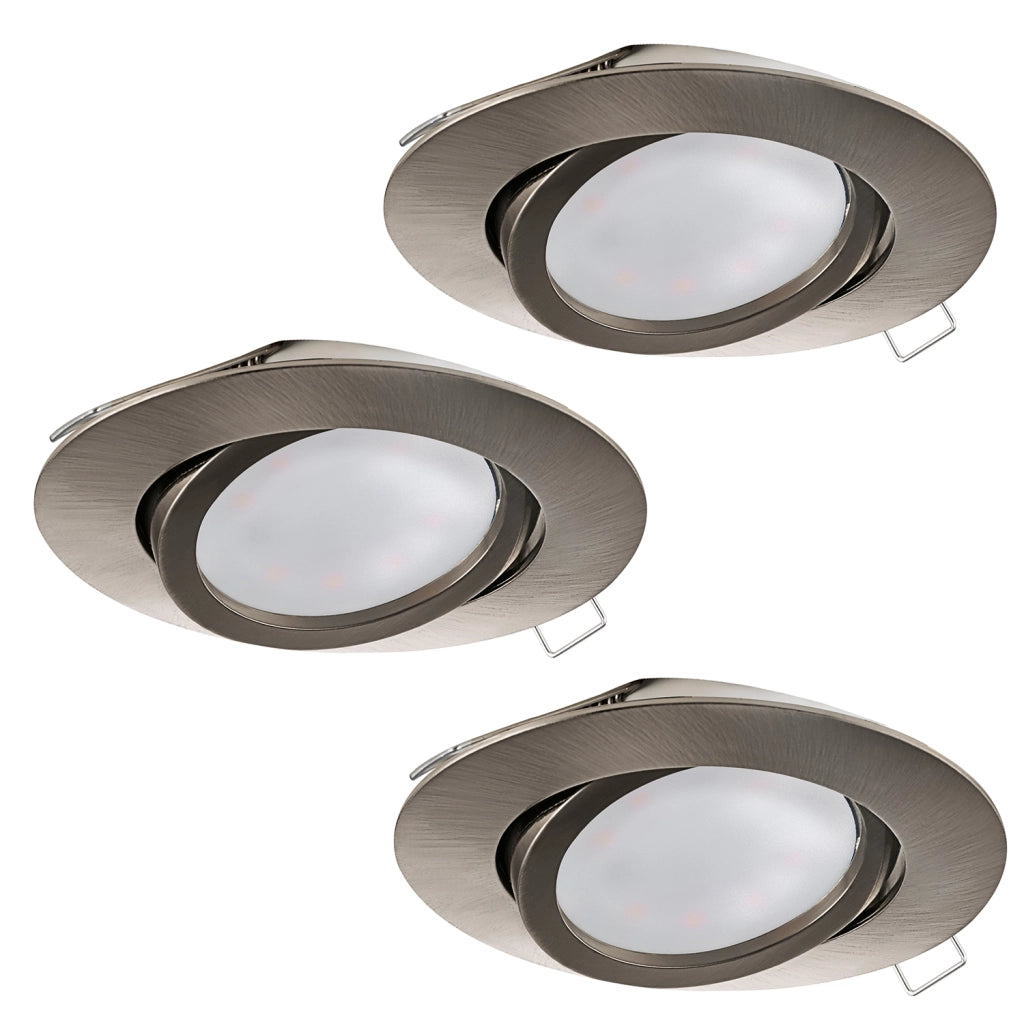 Faretto Ad Incasso Contemporaneo Tedo Alluminio Nichel Satinato 3 Luci Gu10 4,6W