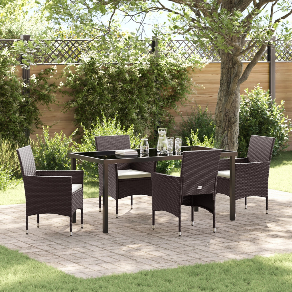 Set di Mobili da Giardino 5 Pezzi Marrone Polyrattan
