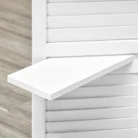 Paravento Interno a 4 Pannelli 160L x 170H cm 3, Ripiani Pieghevoli, Separatore per Interni, Porte a Persiana, in Legno, Bianco