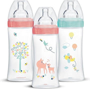 Set di 3 Flessi per Bambini Sensazione Plus - Femmine - 330 ml - 6 mesi - Flusso di Lattazione 3 - Rosa Pastello - 3 pezzi