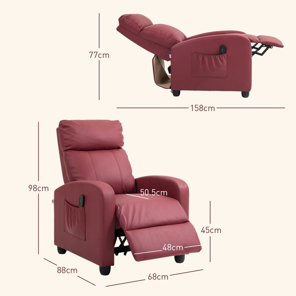 Poltrona Relax Massaggiante Reclinabile con Poggiapiedi ¨C Xylo ¨C Rosso