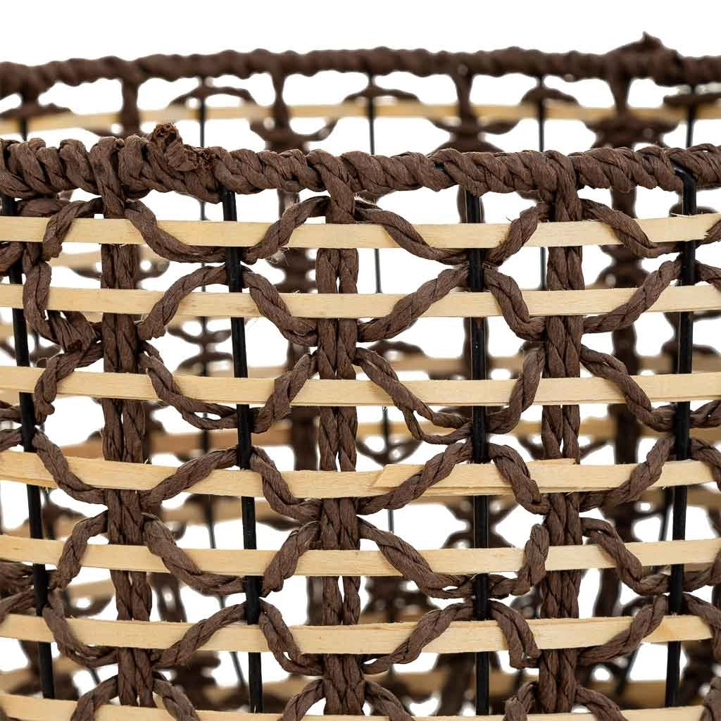 Fioriera in legno, metallo e corda di carta marrone d29,5x19/42h