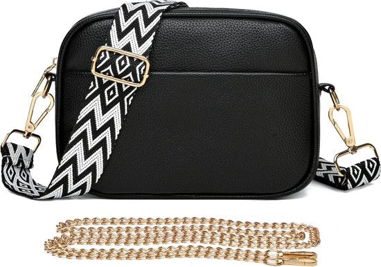 Borsa a tracolla per donna - Supporto per telefono - Borsa trendy per donna – Cinturino per borsa - Borsa a tracolla - Cinturino con cinghia in tessuto o metallica - Borsa a tracolla con molte tasche - Borsa a tracolla - Borsa a tracolla - 22x16x10cm