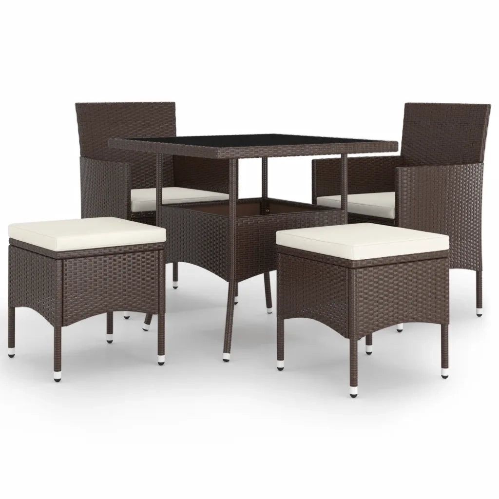 Set da Pranzo per Giardino 5 pz | Set Salotto da Giardino in Polyrattan Marrone