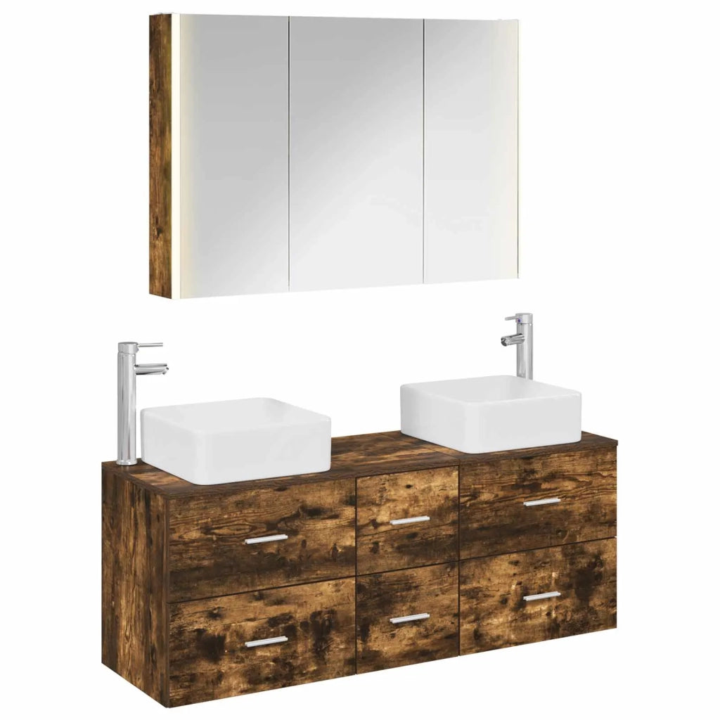 Set di mobili per il bagno 4 pcs Rovere Fumo 3406787