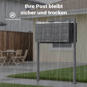 Cassetta postale condominiale autoportante, 6 posti, antracite, 945 x 270 x 1200 mm, 2 moduli