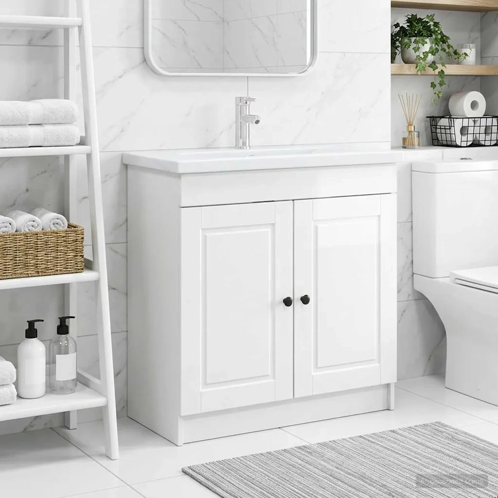 Mobiletto da bagno sotto il lavello Bianco Lucido