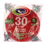 SET 90 PIATTI FONDI ROSSI NATALIZI RIUTILIZZABILI E ADATTI PER MICROONDE 600 GR