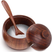 Contenitore per conservazione degli aromi in legno con coperchio - ciotola di legno per zucchero - contenitore per conservazione degli aromi - cucchiaio di legno per il tè - legno sicuro per la conservazione degli aromi - design elegante e semplice