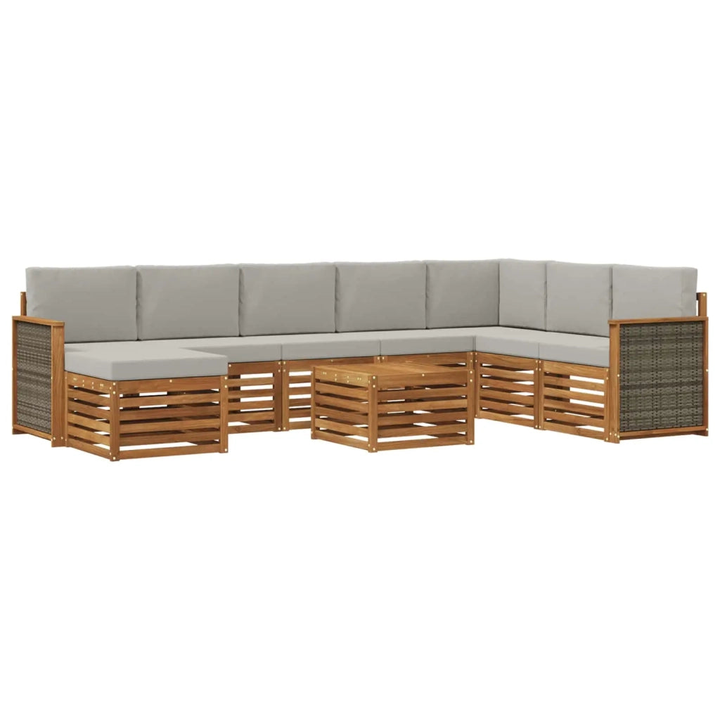 Set di divani da esterno 7 pcs Naturale e Grigio Chiaro 3384737