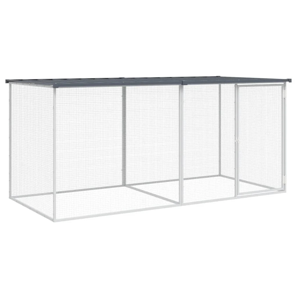 Recinto per pollaio con tetto 203 x 98 x 90 cm in acciaio zincato antracite 02_0043972