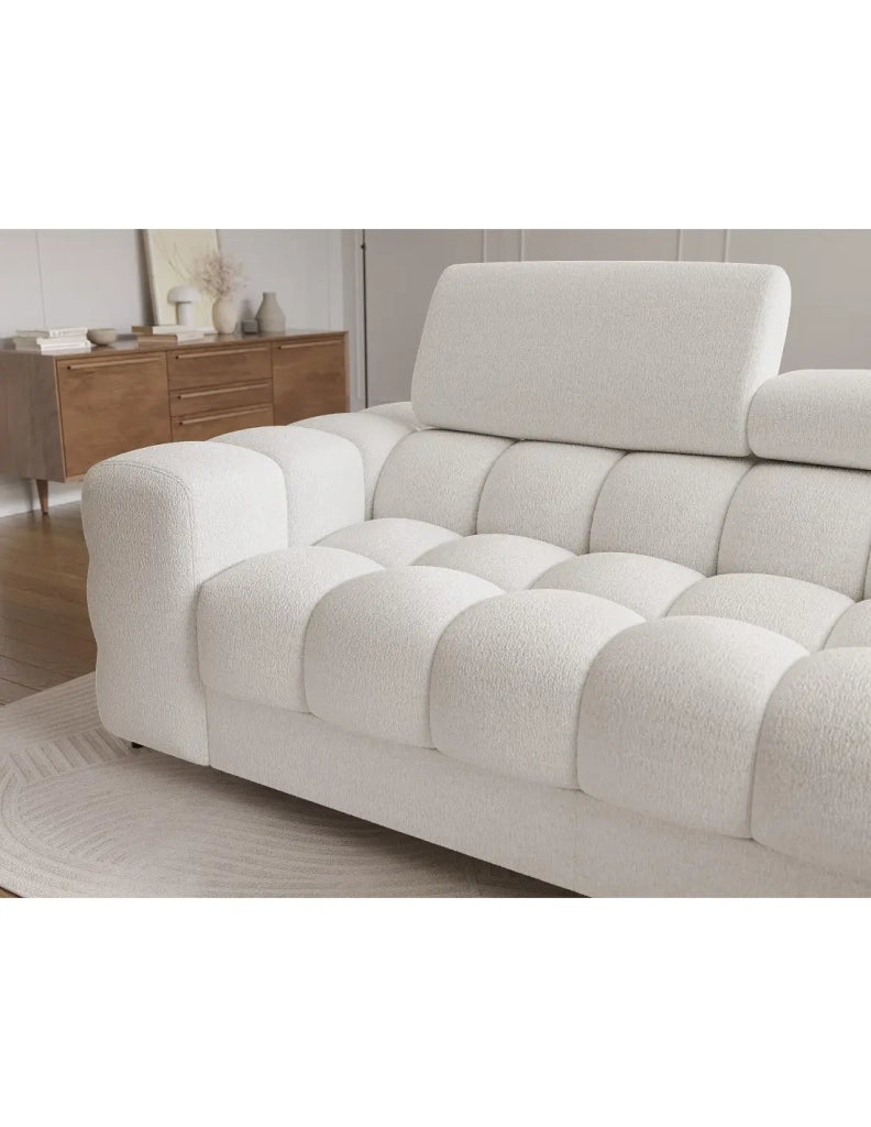 Divano ad angolo destro convertibile Bianco stile contemporaneo 285x99x181cm FILTRO