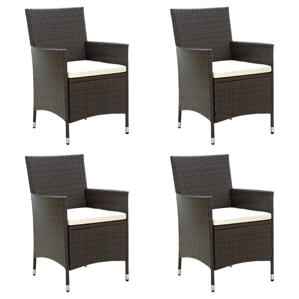 Sedie da Giardino 4 pz con Cuscini in Polyrattan Marrone cod mxl 23197