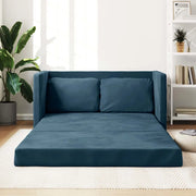 Divano Letto da Terra 2 in 1 Blu 122x204x55 cm Velluto