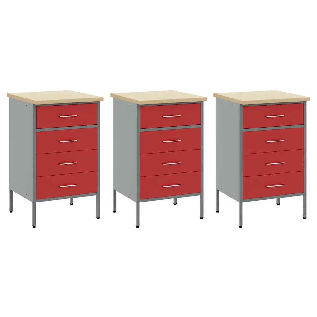 Mobile da lavoro 8 pcs Rosso Legno ingegnerizzato e acciaio 3321435