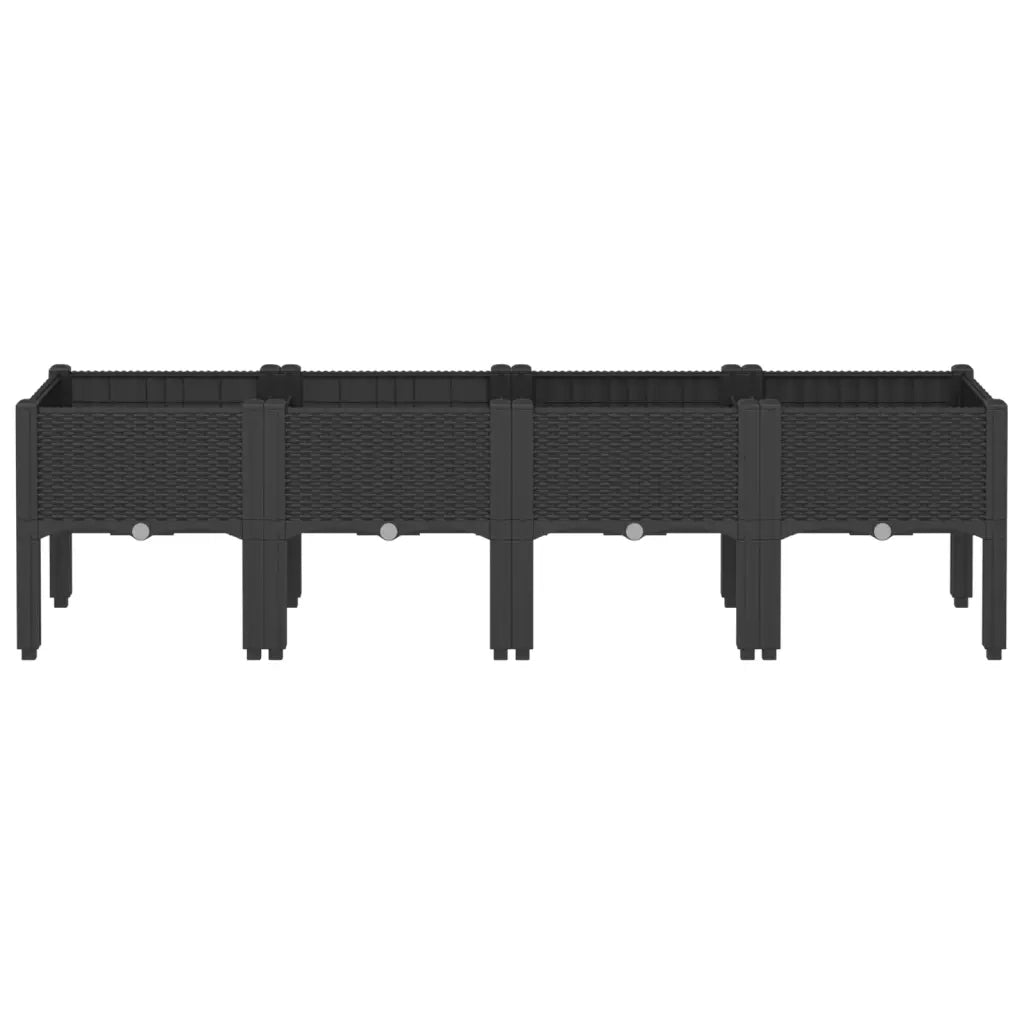 Fioriera da Giardino con Gambe Nera 160x40x42 cm in PP 367903