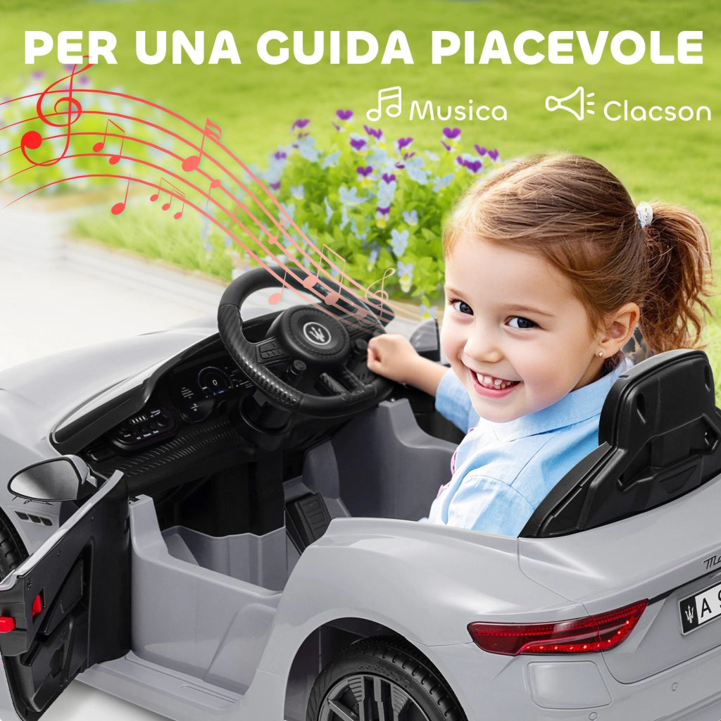 Macchina per Bambini 12V Maserati Gran Turismo Folgore con Telecomando, Et¨¤ 3-5 Anni, Grigio
