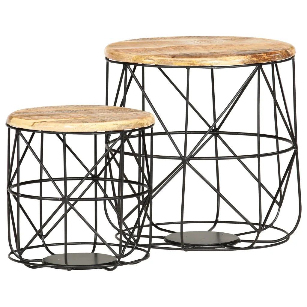 Tavolini da CaffÃ¨ 2 pz in Legno Massello di Mango cod mxl 26682