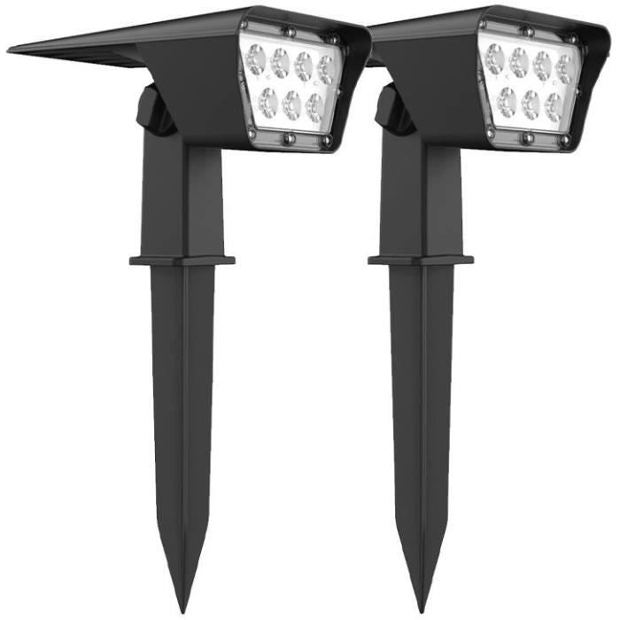 Set di 2 faretti solari Proiettore 2 in 1 da attaccare o fissare - LUMISKY - CURTIS - H31,5 cm - LED bianco
