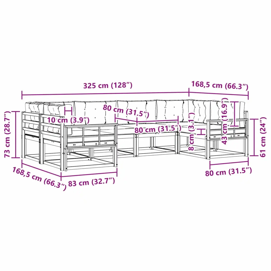 Set di divani da esterno 6 pz Bianco e Antracite 3386946