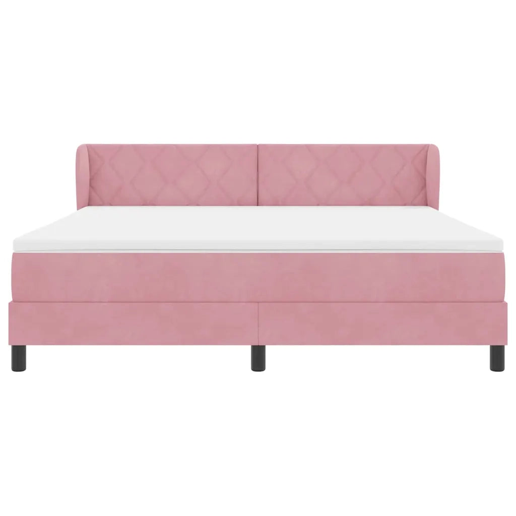 Letto a molle con testiera Rosa 180 x 200 cm Velluto 3340459