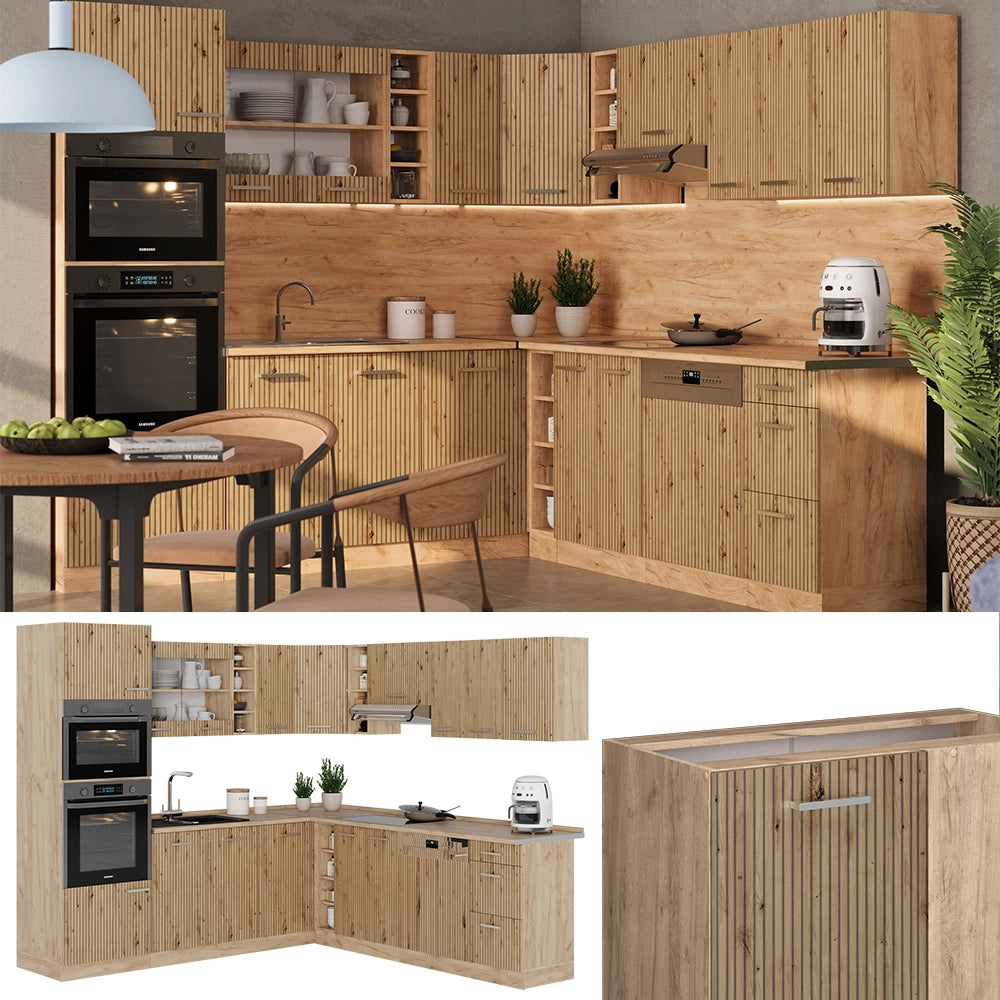 Vicco Cucina angolare completa Rovere artigianale/rovere Goldkraft 237 x 247 cm , PL Antracite