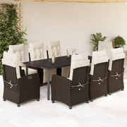 Set da Pranzo da Giardino 9pz con Cuscini Marrone in Polyrattancod mxl 87079
