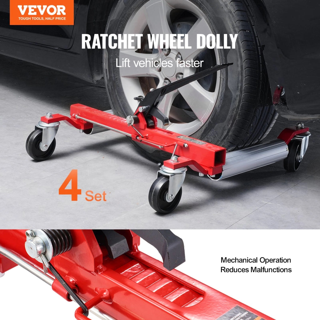Set da 4 Carrelli Posizionatori per Auto 1500 libbre, Wheel Dolly con Ruote Girevoli a 360° per Spostamento e Officina