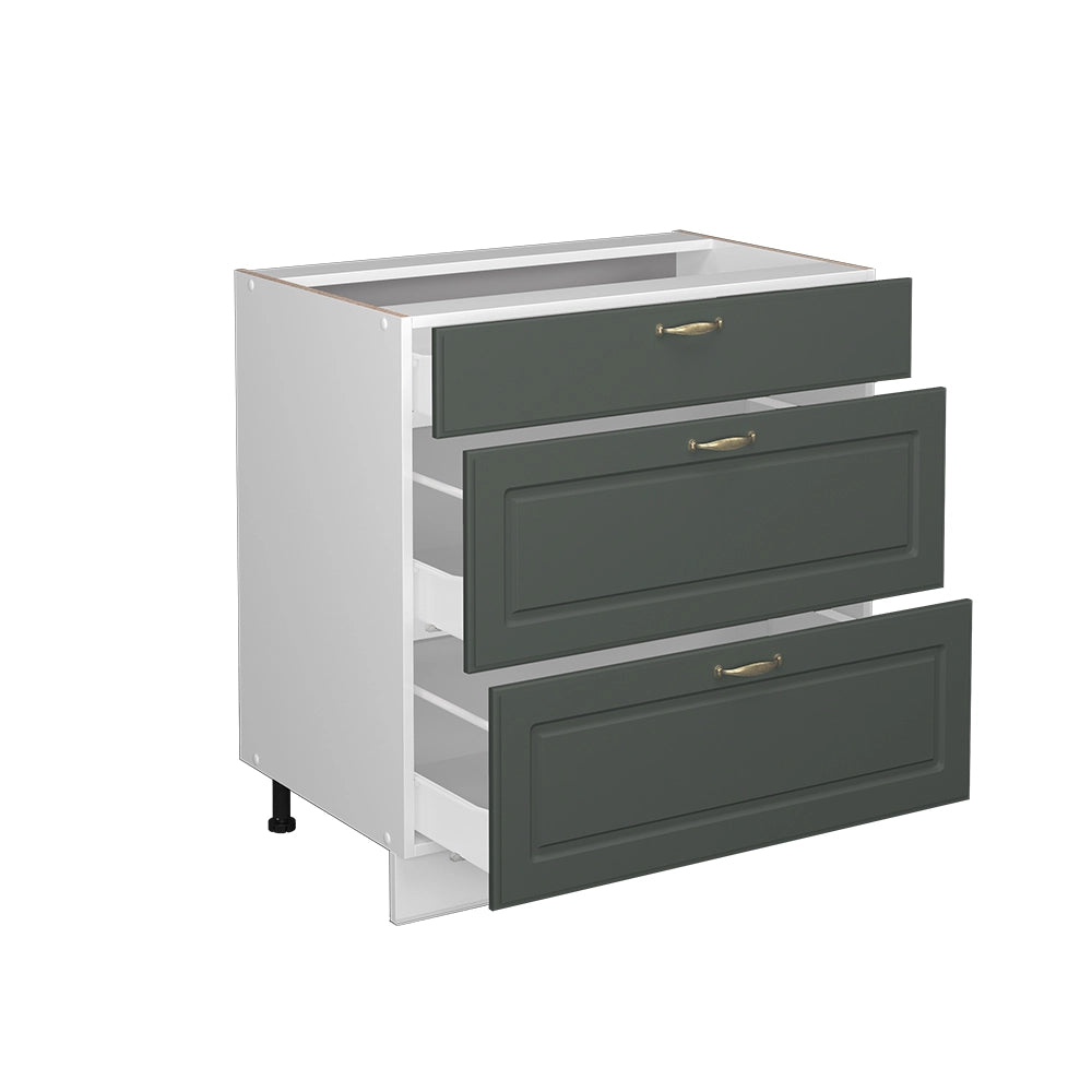 Vicco Mobiletto base per cucina Verde-oro Country House 80 cm con 3 cassetti, senza piano di lavoro