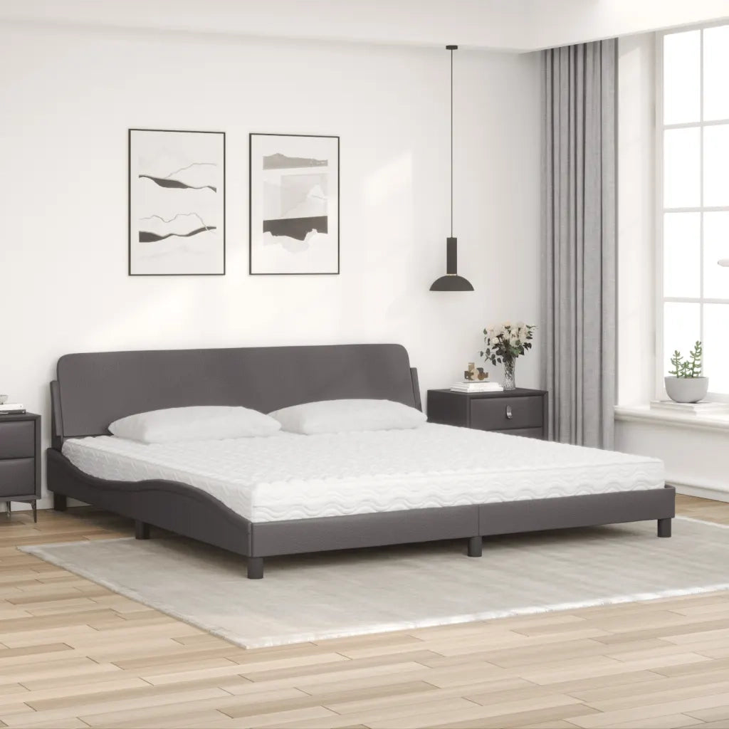 Letto con Materasso Dover Grigio 200x200 cm in Similpelle 3208480