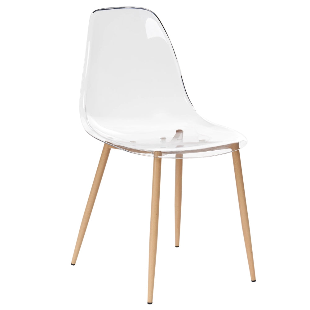 Set di 4 sedie da pranzo Seduta sintetica trasparente Gambe in metallo Seduta moderna semplice e minimalista