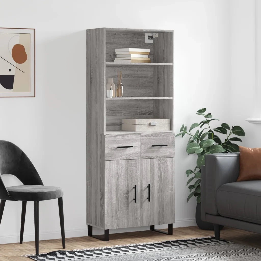 Credenza-Buffet-Armadio da cucina Grigio Sonoma 69,5x34x180 cm in Legno Multistrato 624227