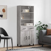 Credenza-Buffet-Armadio da cucina Grigio Sonoma 69,5x34x180 cm in Legno Multistrato 624227