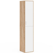 IDMarket - SYLVIA 180 cm bianco e legno mobile multifunzionale per ufficio 1 anta 3 ripiani
