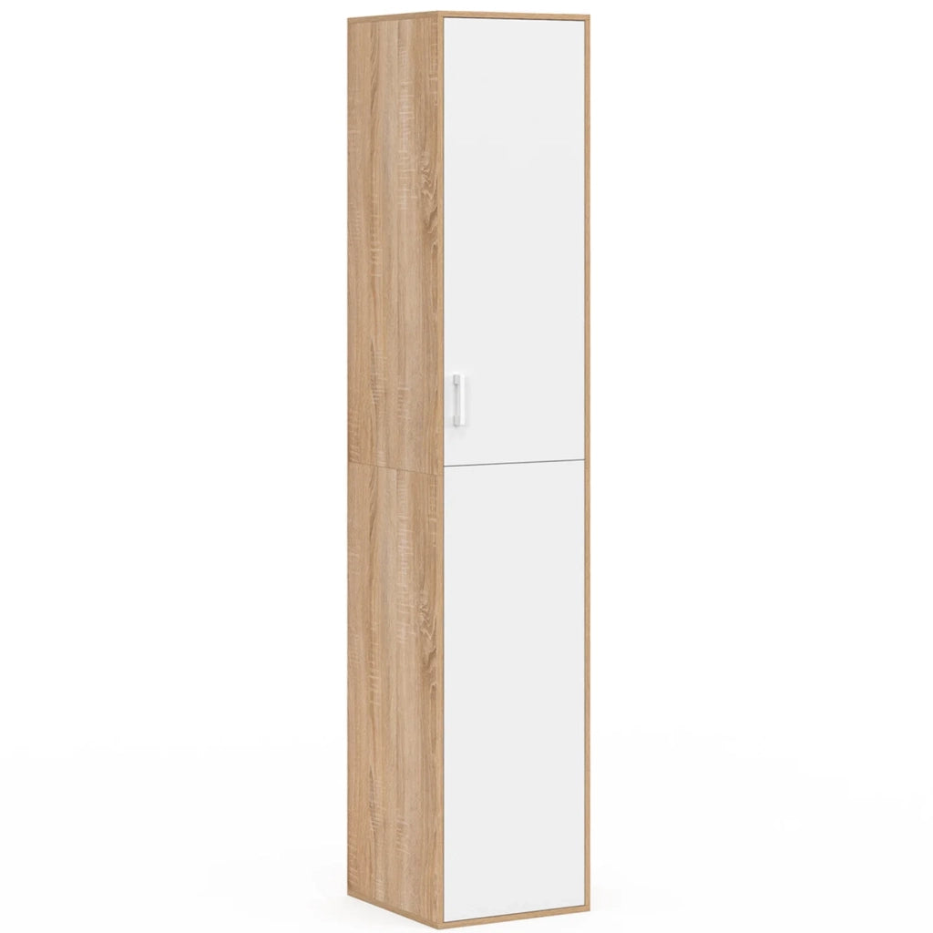 IDMarket - SYLVIA 180 cm bianco e legno mobile multifunzionale per ufficio 1 anta 3 ripiani