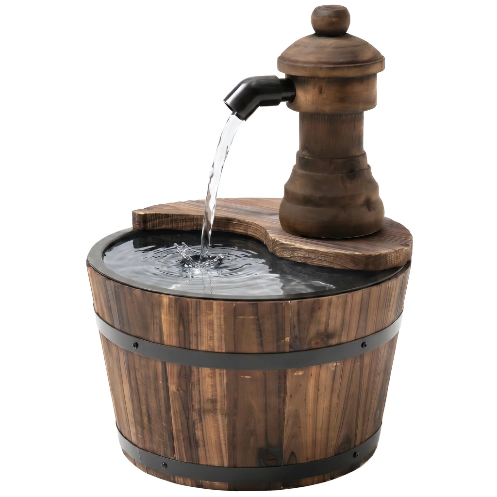 Fontana a Cascata da Giardino ¨C Xylo ¨C Legno Naturale con Pompa Elettrica 27x27x37 cm