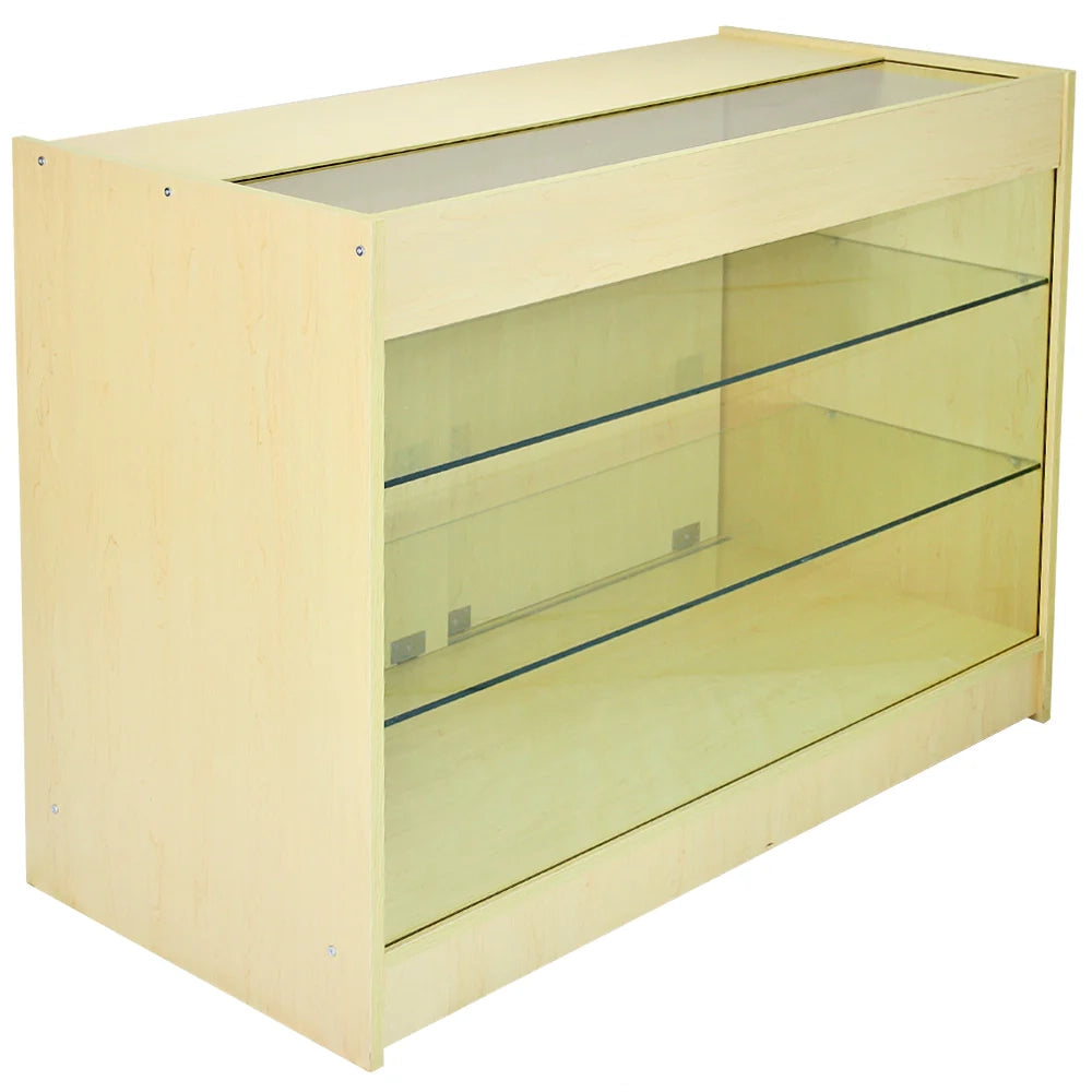Set Solar con 3 Banconi da Negozio e Reception con Finitura in Acero Laminato