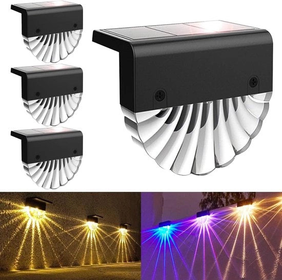 Lampada Esterna a Energia Solare IP65 Resistente all'Acqua Lampada Solare a LED 2 Modi Caldo Bianco/Cromatico Lampade Solari per Giardino Cancello Passeggiata (4 pezzi)