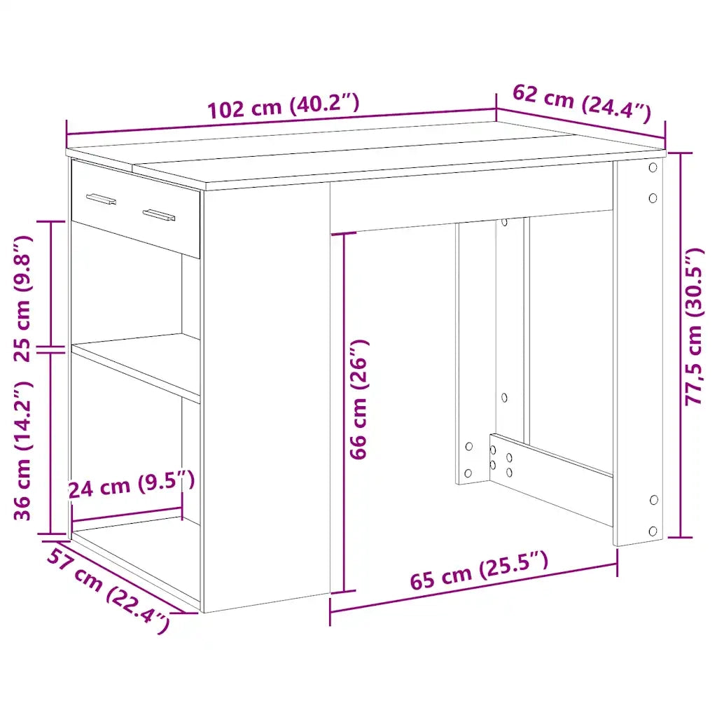 Scrivania con Cassetto Ripiano Rovere Sonoma Legno Multistrato 858688