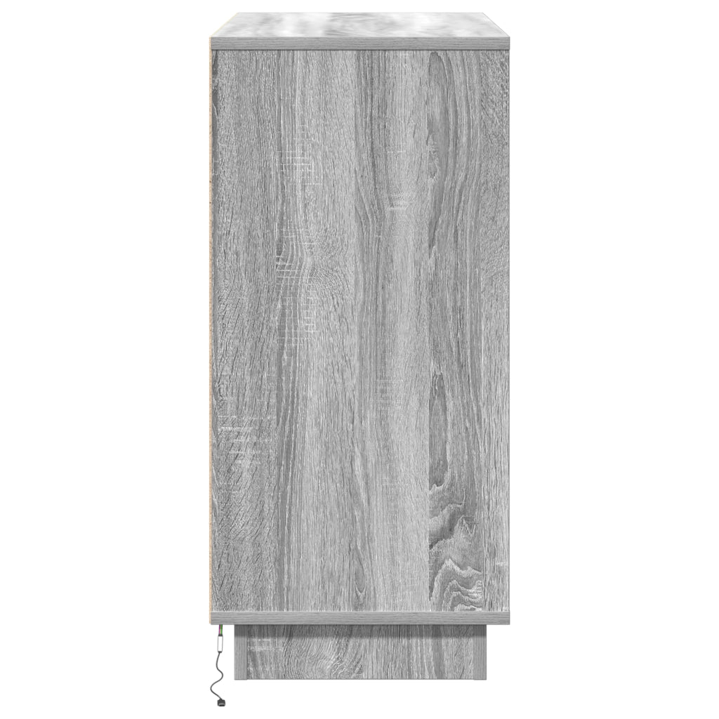 Sideboard con LED Grigio Sonoma 71x34,5x75 cm Legno ingegnerizzato