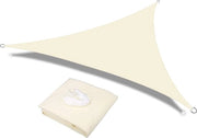 Ombrellone a Triangolo, Impermeabile, Protezione Solare, Include Cavi di Montaggio, PES (Poliestere), con Protezione UV, per Giardino, Terrazza, Campeggio, 3,6 x 3,6 x 3,6 m, Bianco Crema