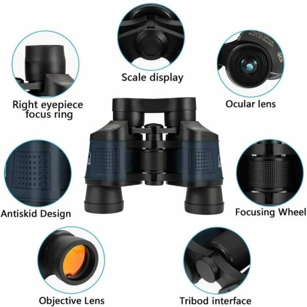 Binocolo professionale lenti antiriflesso 60x60 regolabile con borsa Art.85093
