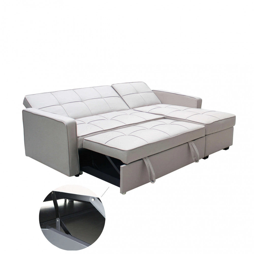 Divano Letto Cedric 208x87/145x88 cm  in Tessuto Tortora