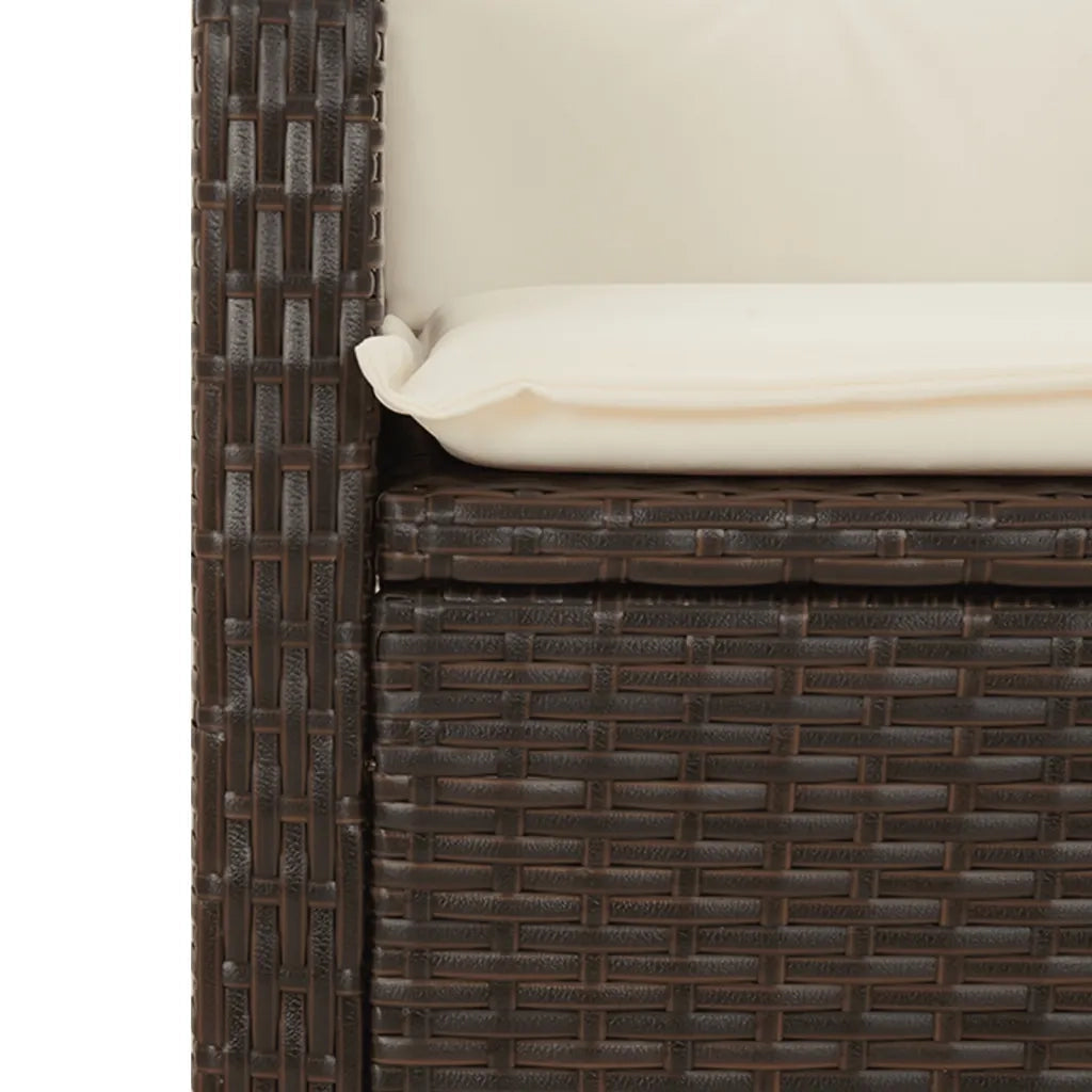 Panchina Reclinabile da Giardino | Panca da Giardino con Cuscini Marrone in Polyrattan